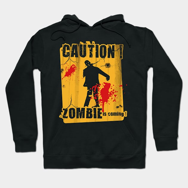 Caution ! Zombie is Coming Hoodie by eggtee_com